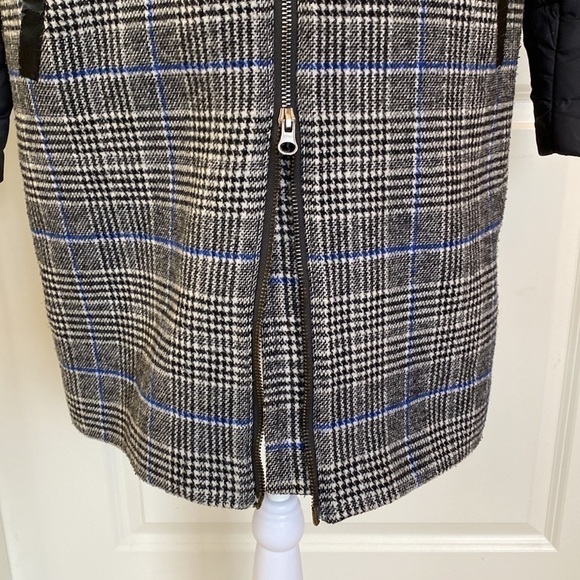 Orby plaid Coat Wool/Puffer Jacket Women’s  L Mixed media zip up zip down - Picture 5 of 13